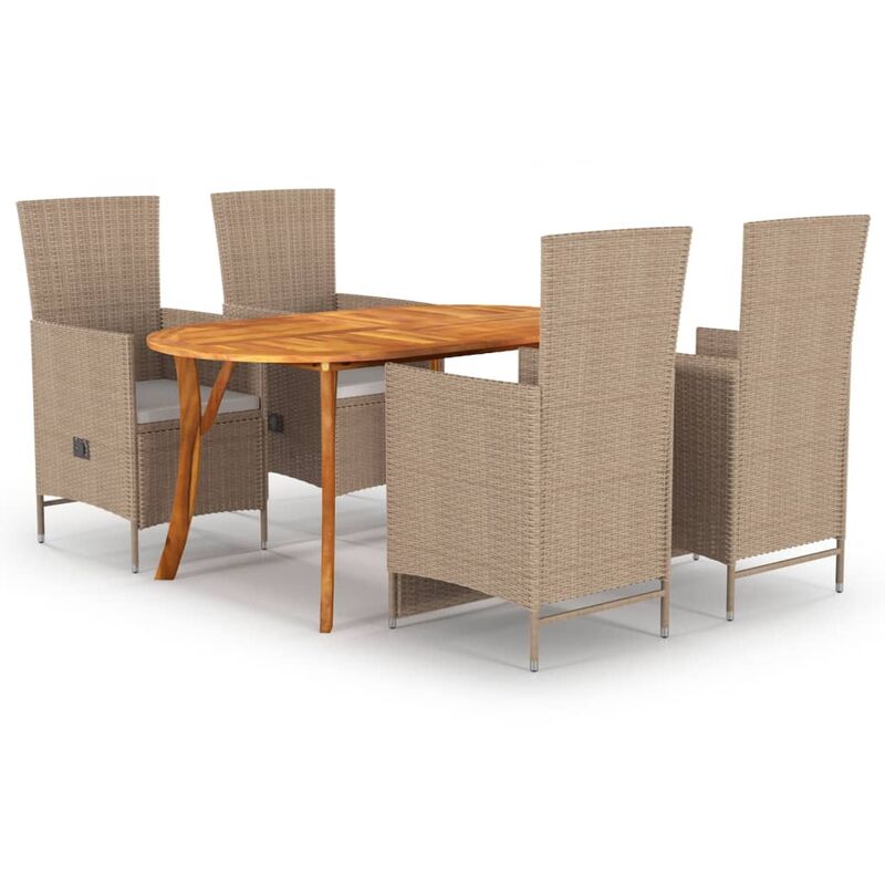

Juego de comedor para jardín 5 piezas beige