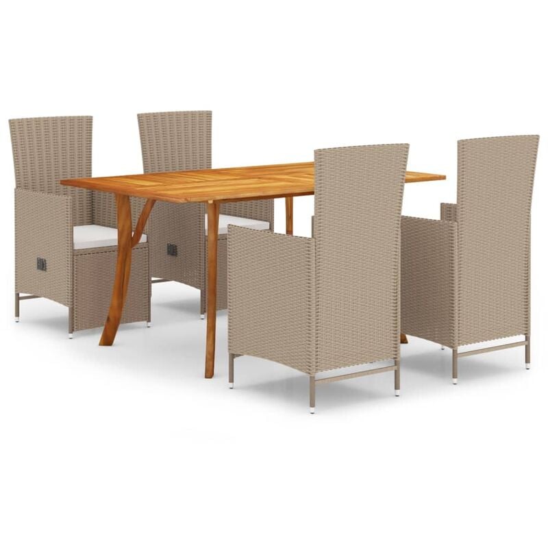 

Juego de comedor para jardín 5 piezas beige