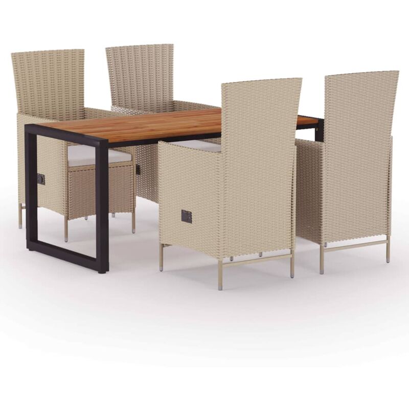 

BHD - Juego de comedor para jardín 5 piezas beige