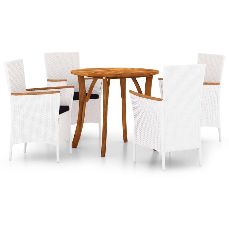 

BHD - Juego de comedor para jardín 5 piezas blanco