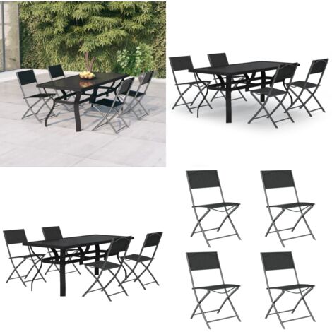 Juego de comedor para jardín 5 piezas con cojines gris y negro - Juego de comedor - Sillas de jardín