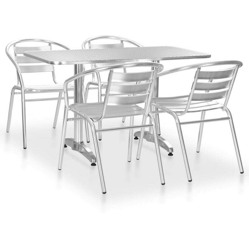 

Juego de comedor para jardin 5 piezas de aluminio plateado