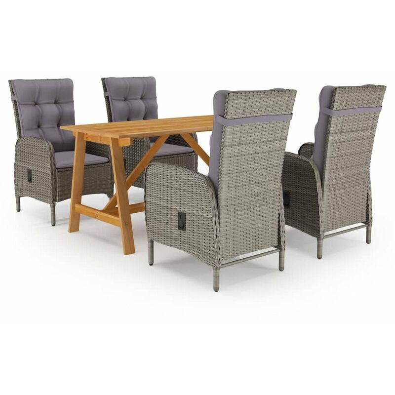 

Happyshopping - Juego de comedor para jardin 5 piezas gris