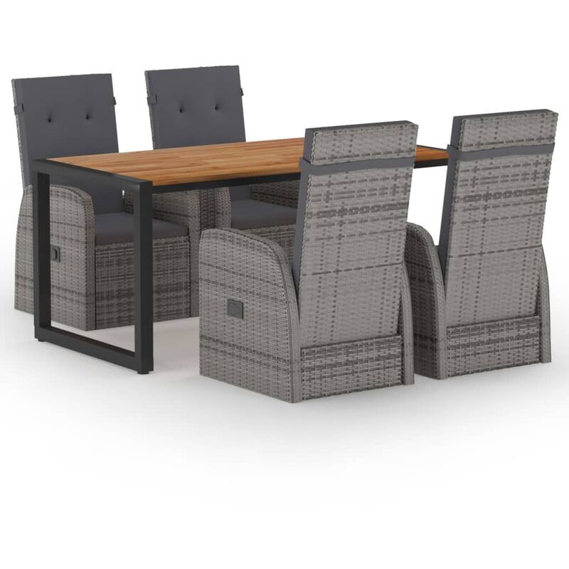 

BHD - Juego de comedor para jardín 5 piezas gris