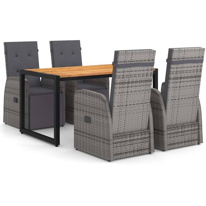 

BHD - Juego de comedor para jardín 5 piezas gris