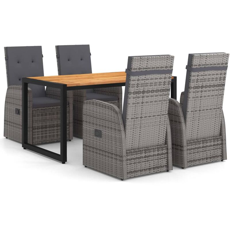 

BHD - Juego de comedor para jardín 5 piezas gris