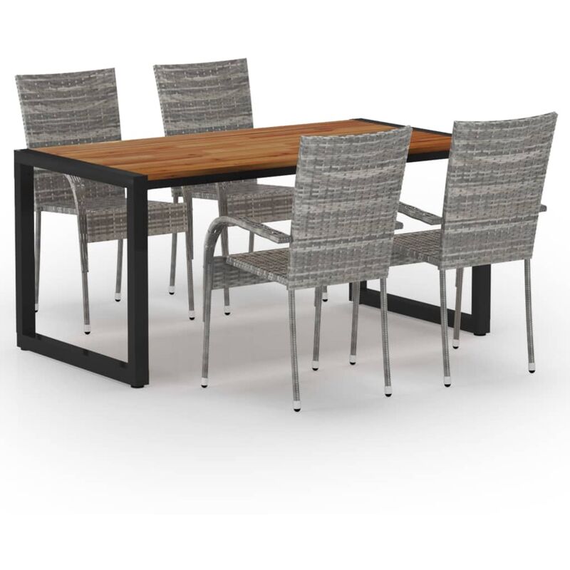 

BHD - Juego de comedor para jardín 5 piezas gris