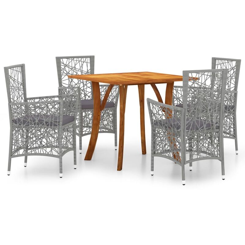 

BHD - Juego de comedor para jardín 5 piezas gris