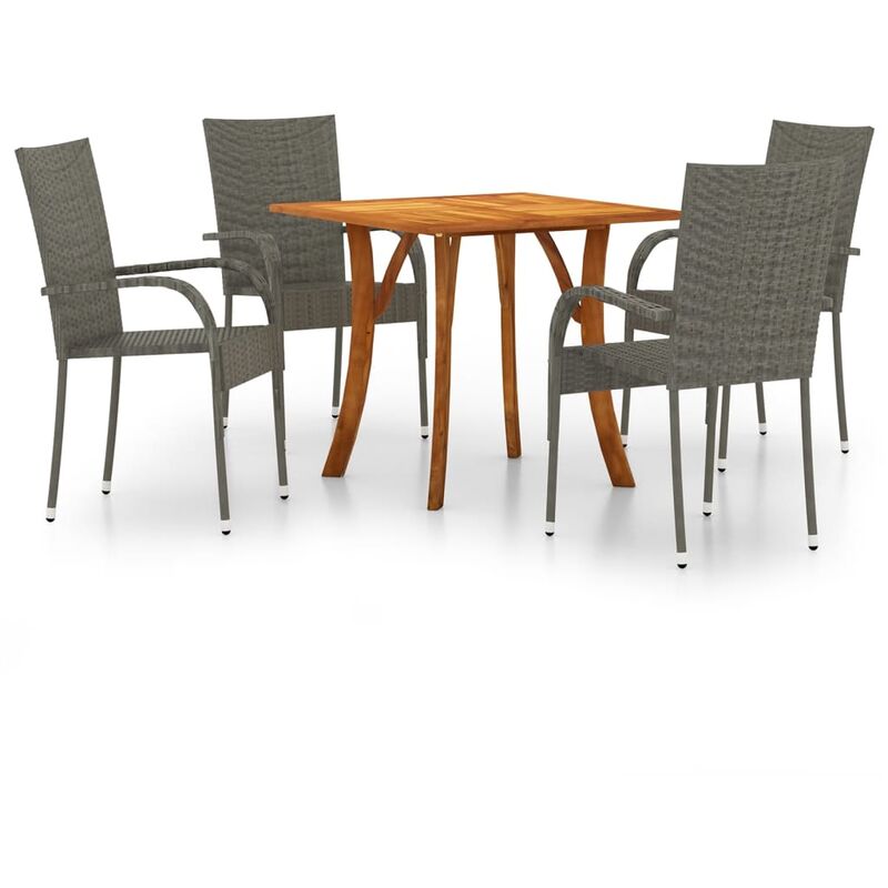 

BHD - Juego de comedor para jardín 5 piezas gris