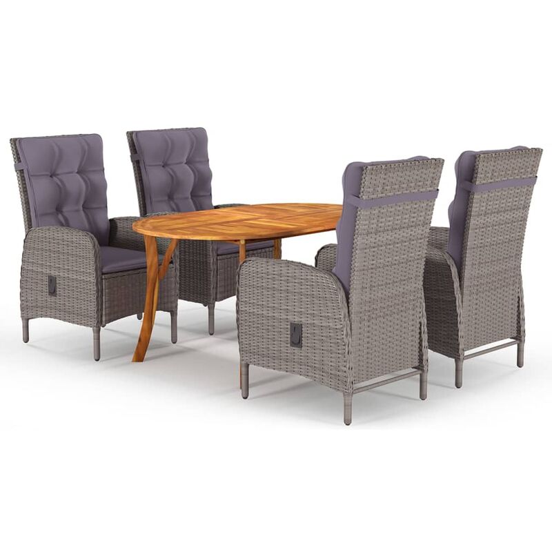 

BHD - Juego de comedor para jardín 5 piezas gris