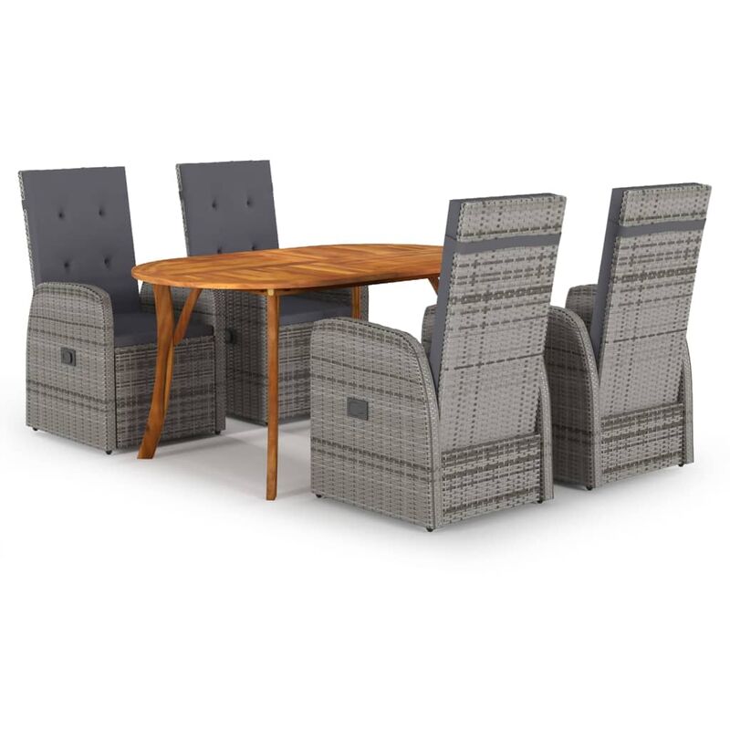 

Juego de comedor para jardín 5 piezas gris