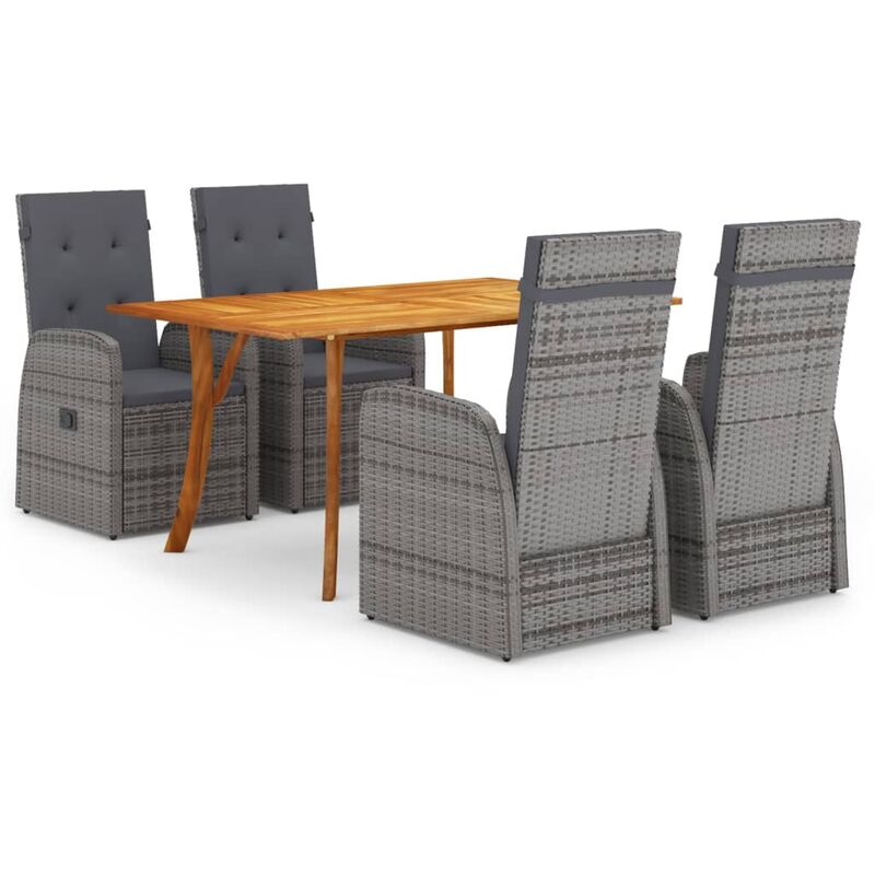 

BHD - Juego de comedor para jardín 5 piezas gris