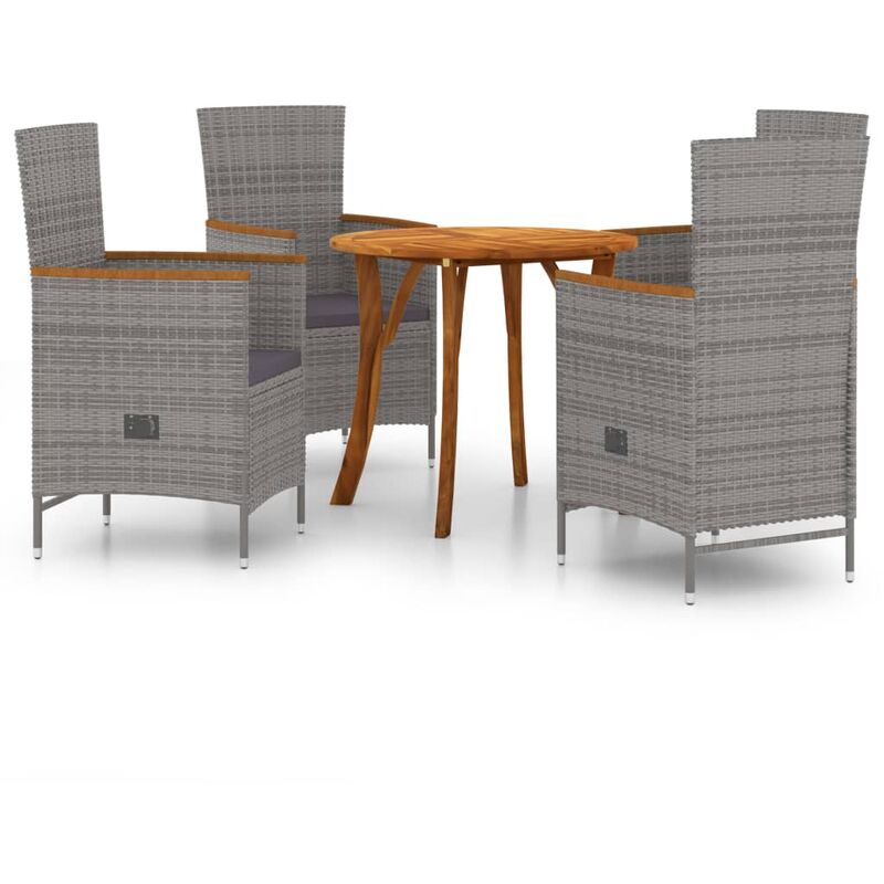 

BHD - Juego de comedor para jardín 5 piezas gris