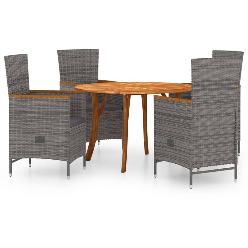 

BHD - Juego de comedor para jardín 5 piezas gris