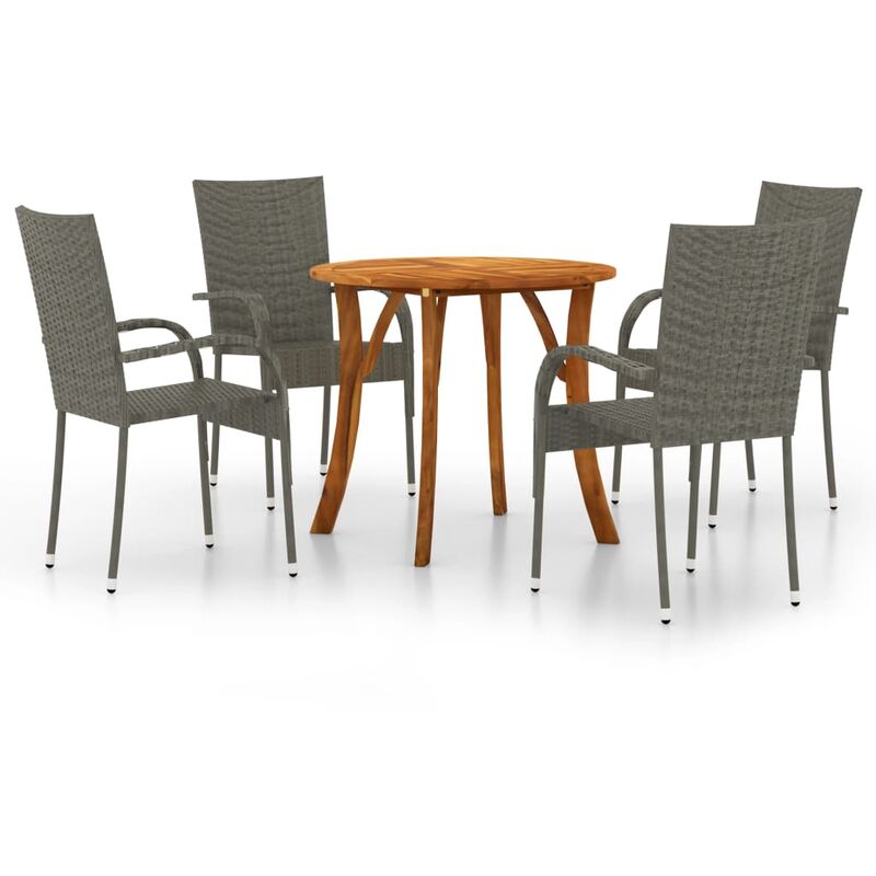 

BHD - Juego de comedor para jardín 5 piezas gris