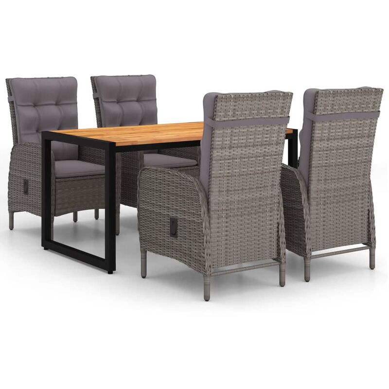 

BHD - Juego de comedor para jardín 5 piezas gris