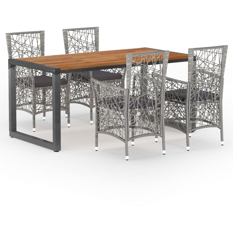 

BHD - Juego de comedor para jardín 5 piezas gris