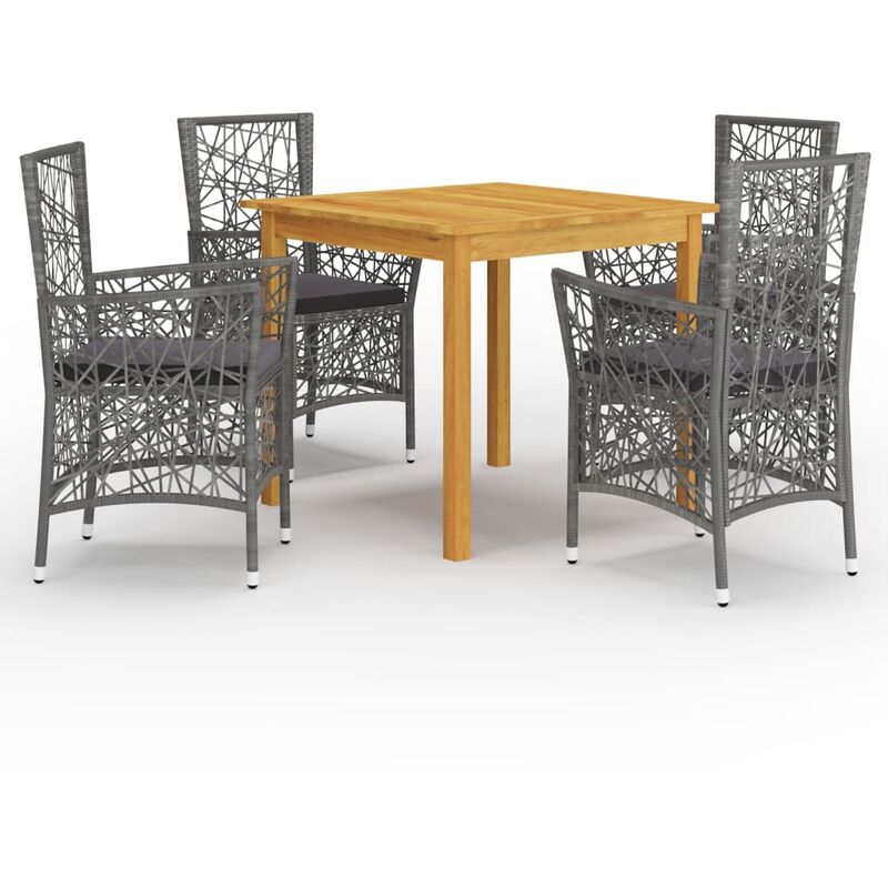 

BHD - Juego de comedor para jardín 5 piezas gris