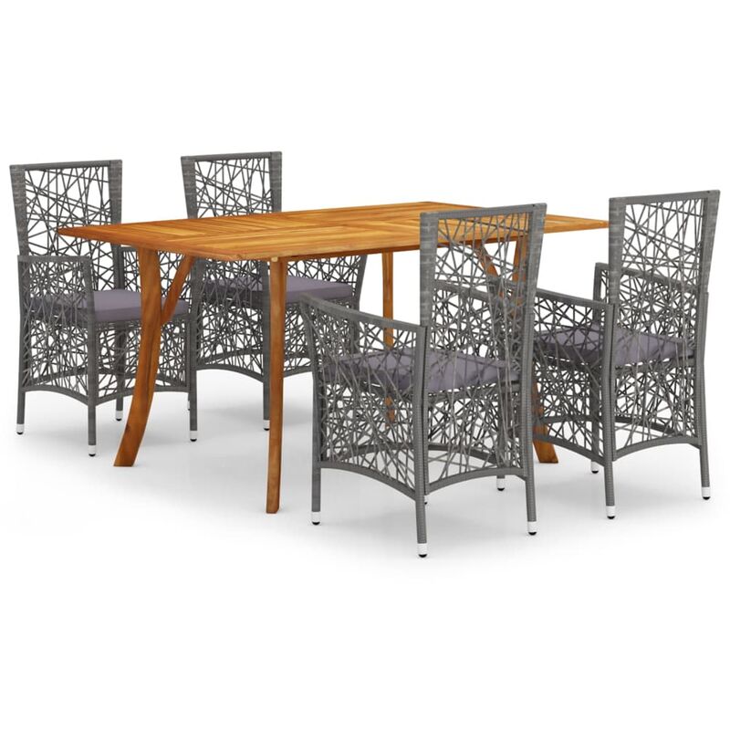 

BHD - Juego de comedor para jardín 5 piezas gris