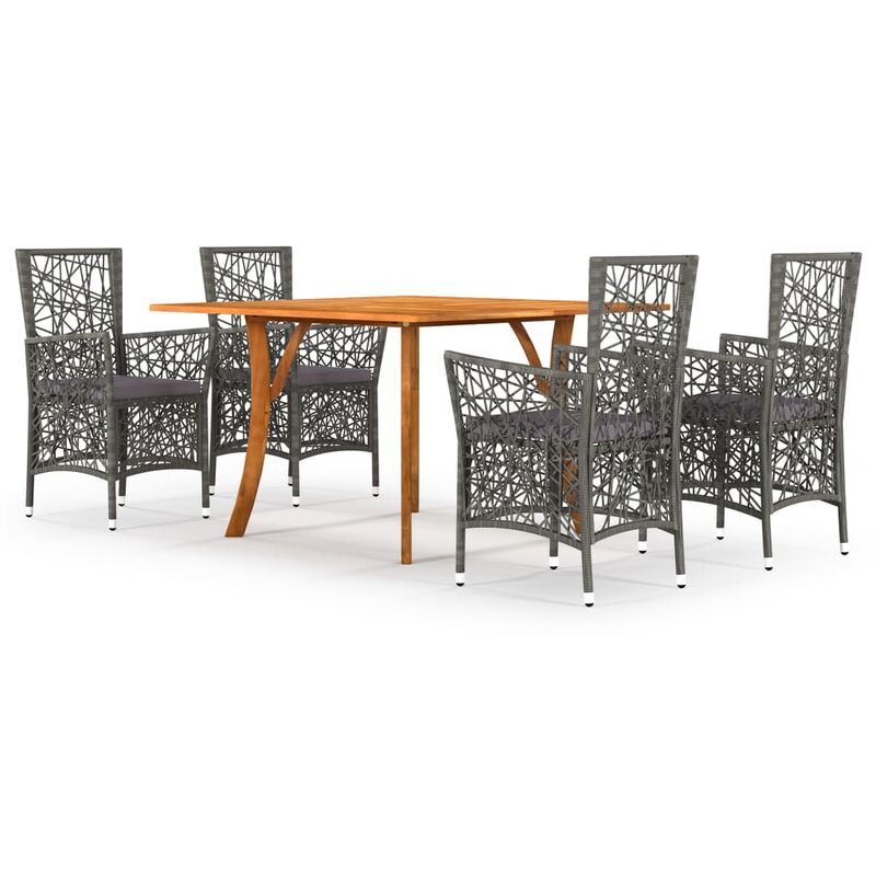 

Juego de comedor para jardín 5 piezas gris