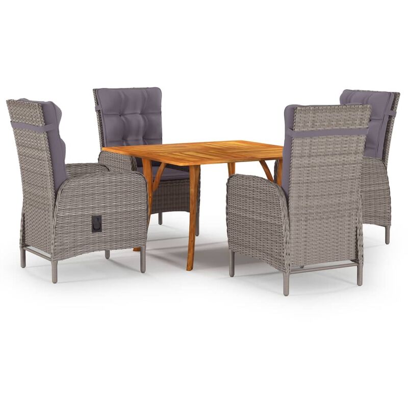 

Juego de comedor para jardín 5 piezas gris