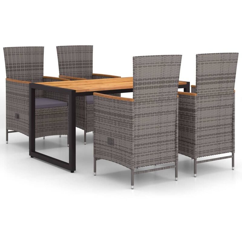 

Juego de comedor para jardín 5 piezas gris