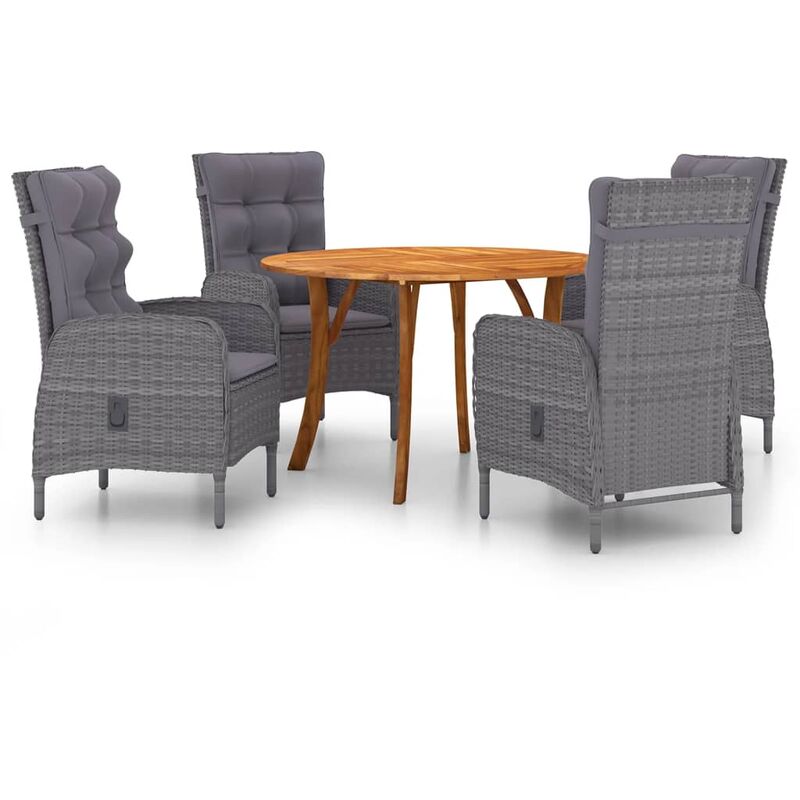 

Juego de comedor para jardín 5 piezas gris