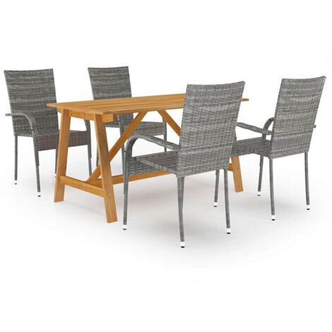 Juego de comedor para jardín 5 piezas gris