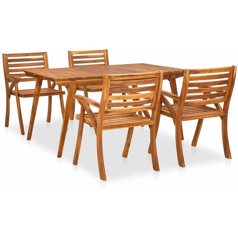 

Happyshopping - Juego de comedor para jardin 5 piezas madera maciza de acacia