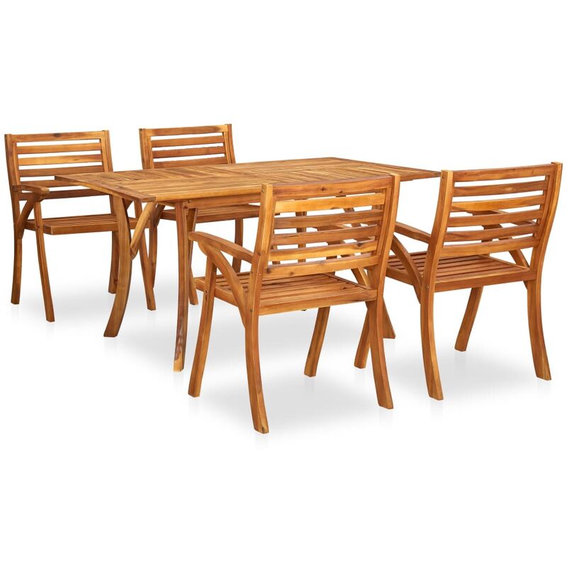 

BHD - Juego de comedor para jardín 5 piezas madera maciza de acacia