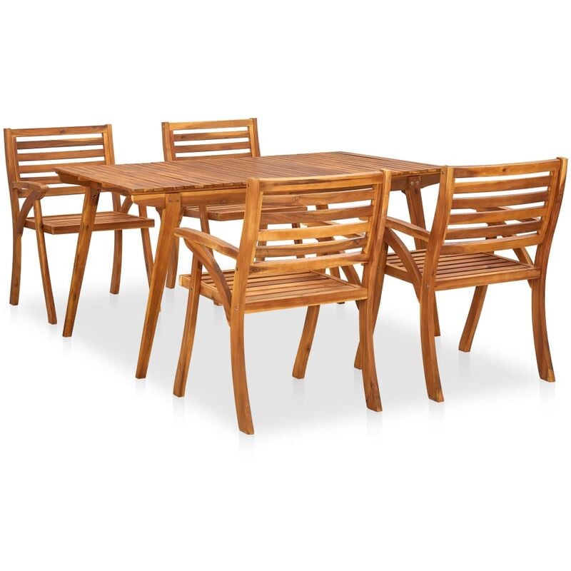 

BHD - Juego de comedor para jardín 5 piezas madera maciza de acacia