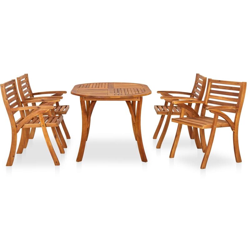 

BHD - Juego de comedor para jardín 5 piezas madera maciza de acacia
