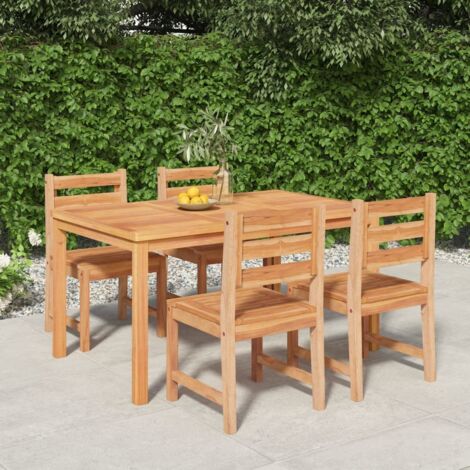Juego de comedor para jardín 5 piezas madera maciza de teca