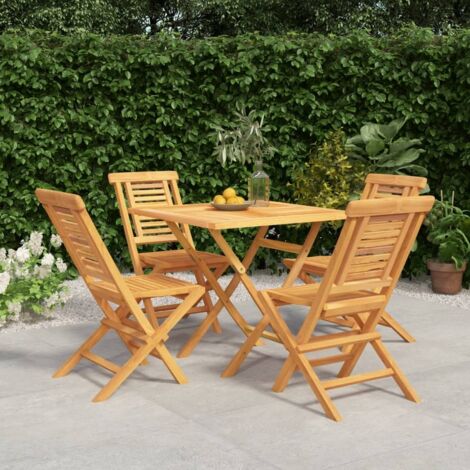 Juego de comedor para jardín 5 piezas madera maciza de teca vidaXL