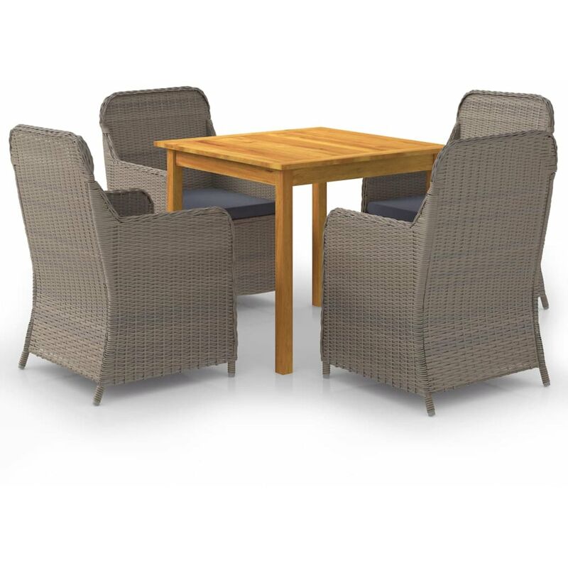 

Juego de comedor para jardin 5 piezas marron