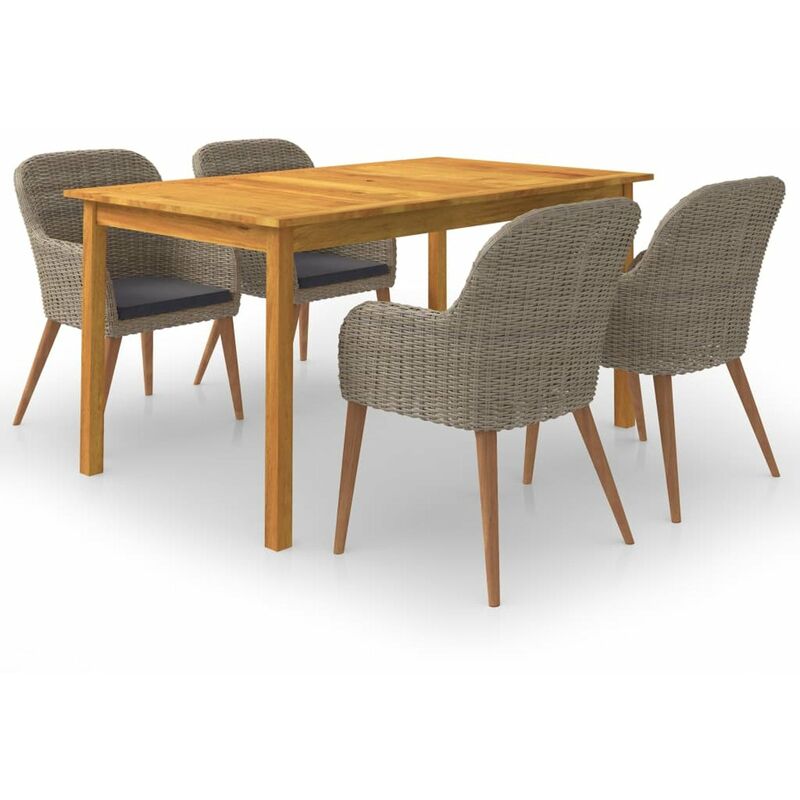 

Juego de comedor para jardin 5 piezas marron