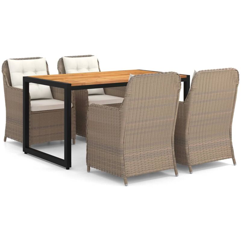 

BHD - Juego de comedor para jardín 5 piezas marrón