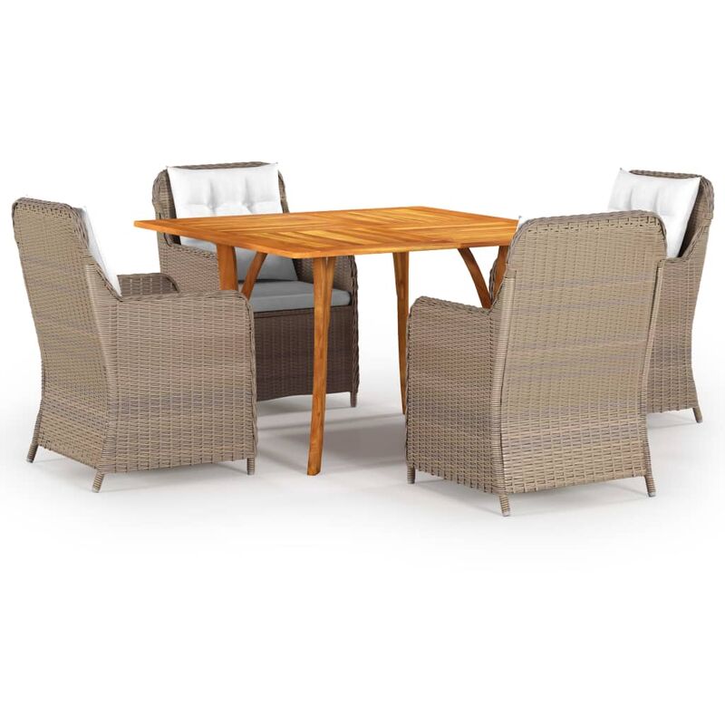 

BHD - Juego de comedor para jardín 5 piezas marrón