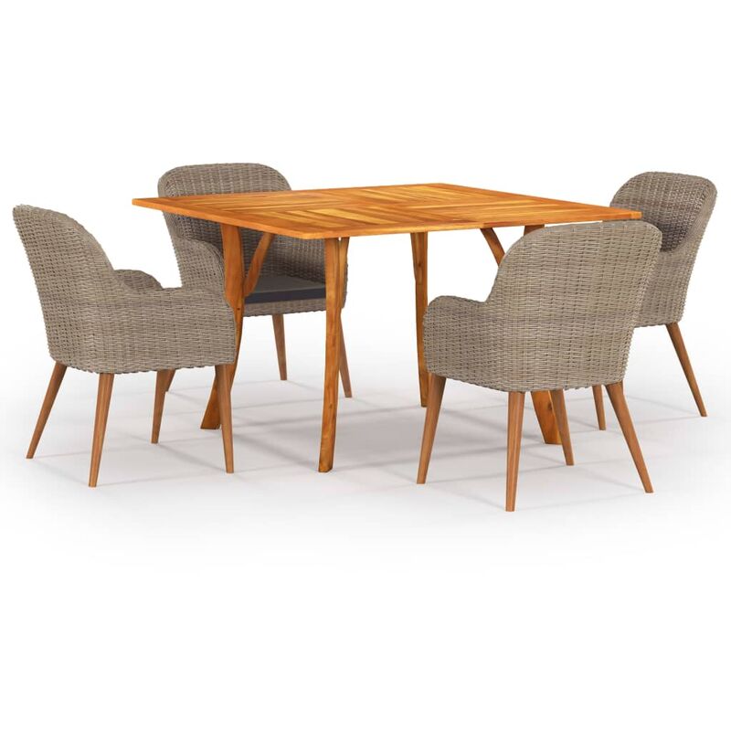 

BHD - Juego de comedor para jardín 5 piezas marrón