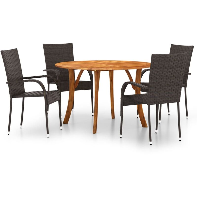 

BHD - Juego de comedor para jardín 5 piezas marrón