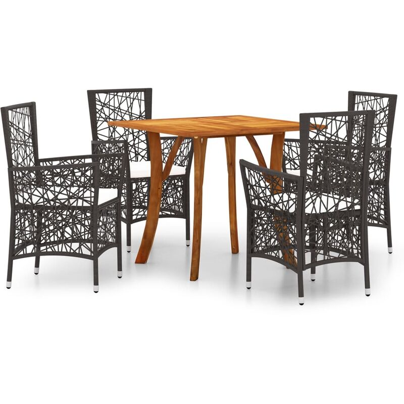 

BHD - Juego de comedor para jardín 5 piezas marrón