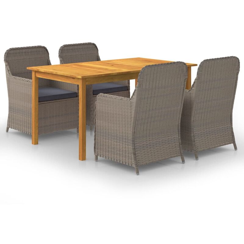 

BHD - Juego de comedor para jardín 5 piezas marrón