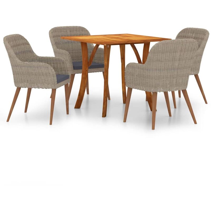 

Juego de comedor para jardín 5 piezas marrón