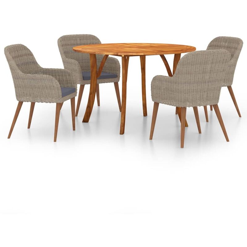 

Juego de comedor para jardín 5 piezas marrón