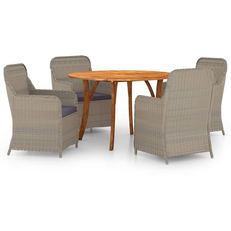 

Juego de comedor para jardín 5 piezas marrón