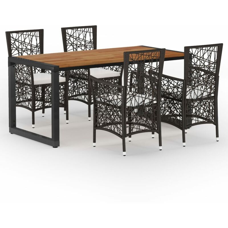 

BHD - Juego de comedor para jardín 5 piezas marrón