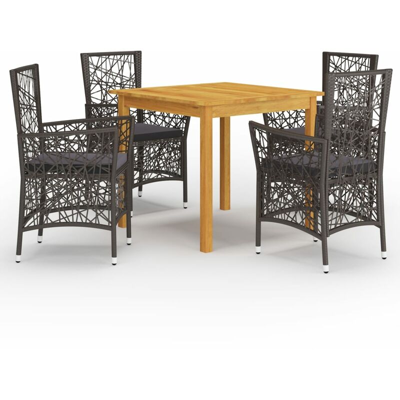 

BHD - Juego de comedor para jardín 5 piezas marrón