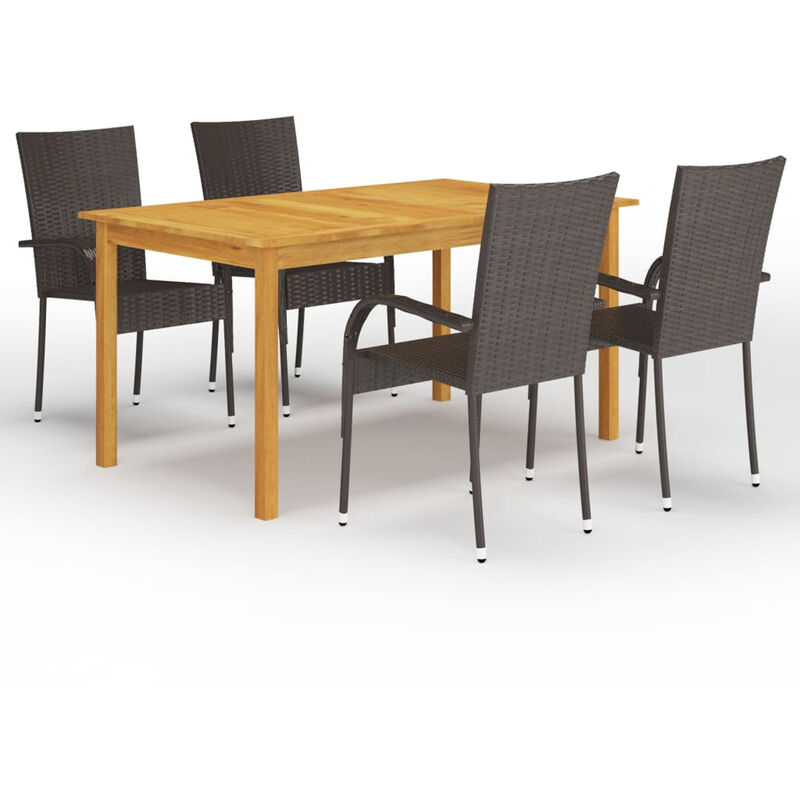 

Juego de comedor para jardin 5 piezas marron