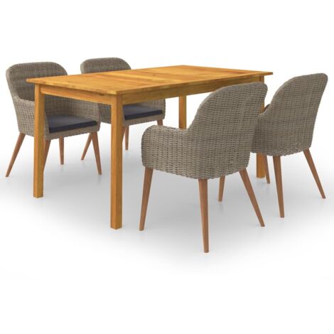 Juego de comedor para jardín 5 piezas marrón