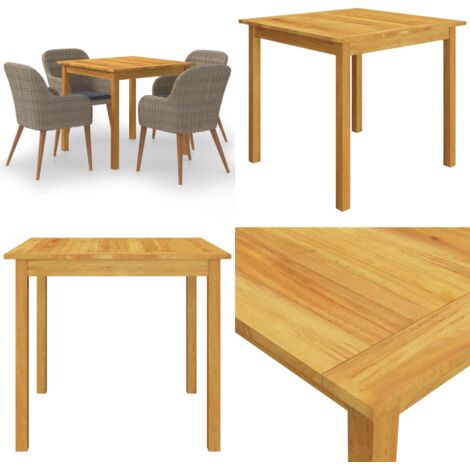 Juego de comedor para jardín 5 piezas marrón - Comedor de jardín - Mesa de comedor